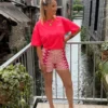 Short crochet rose femme écru fuchsia doublé | Dream By C