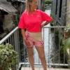 Short crochet rose femme écru fuchsia doublé | Dream By C