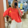 T-shirt ICONIC Club femme rayé fuchsia orange | Dream By C