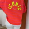 T-shirt ICONIC Club femme rayé fuchsia orange | Dream By C