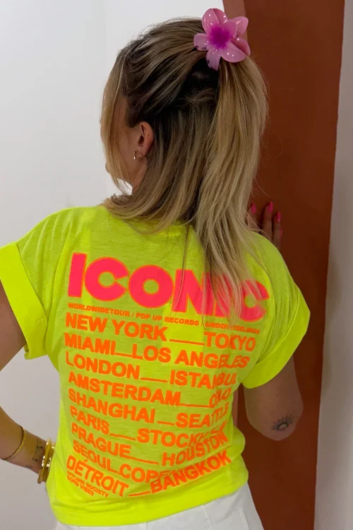 t-shirt-iconic-femme-oversize-blanc-rose-jaune-fluo- T-shirt ICONIC femme oversize blanc rose jaune fluo | Dream By C