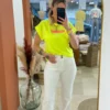 T-shirt ICONIC femme oversize blanc rose jaune fluo | Dream By C