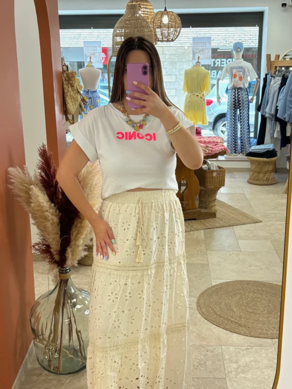 T-shirt ICONIC femme oversize blanc rose jaune fluo | Dream By C