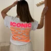 T-shirt ICONIC femme oversize blanc rose jaune fluo | Dream By C