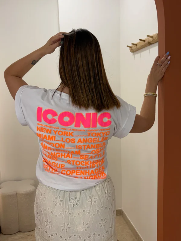 T-shirt ICONIC femme oversize blanc rose jaune fluo | Dream By C