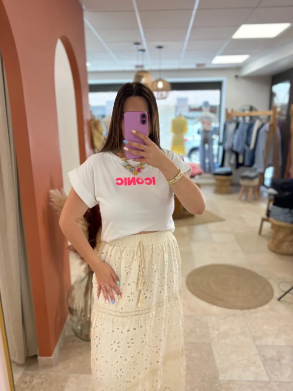 T-shirt ICONIC femme oversize blanc rose jaune fluo | Dream By C