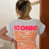 T-shirt ICONIC femme oversize blanc rose jaune fluo | Dream By C