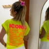 T-shirt ICONIC femme oversize blanc rose jaune fluo | Dream By C