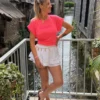 T-shirt ICONIC femme oversize blanc rose jaune fluo | Dream By C