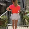 T-shirt ICONIC femme oversize blanc rose jaune fluo | Dream By C