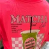 T-shirt rose fluo femme oversize Matcha flocage dos | Dream By C