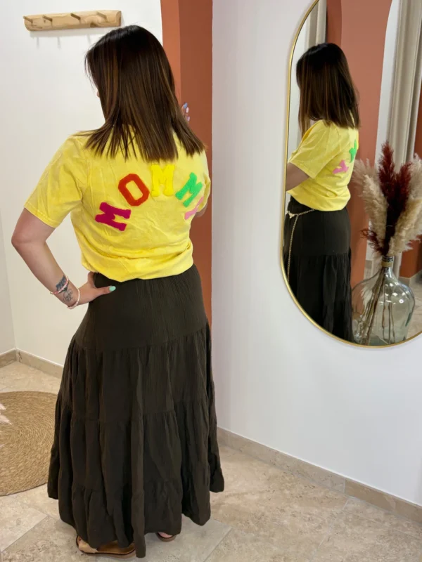T-shirt MOMMY femme grande taille jaune rose | Dream By C
