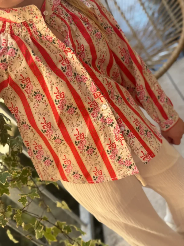 Blouse fleurie rose enfant manches longues | Dream By C