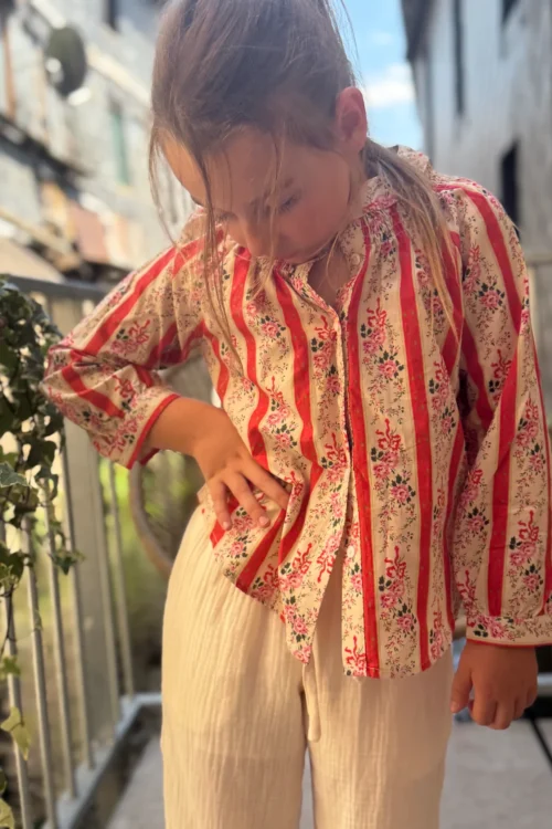 Blouse fleurie rose enfant manches longues | Dream By C