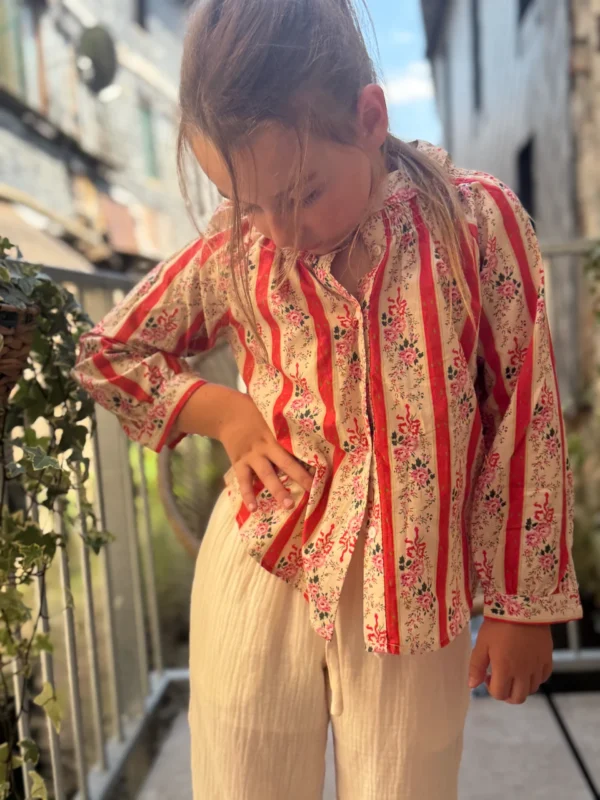 Blouse fleurie rose enfant manches longues | Dream By C