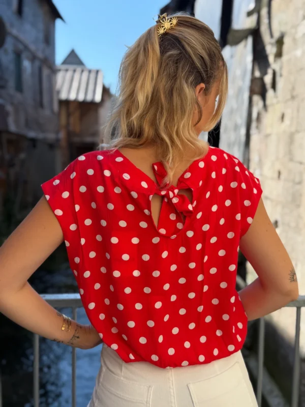 Blouse Sans Manches à Pois - Rose ou Rouge | Dream By C