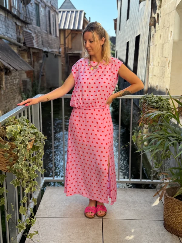 Blouse Sans Manches à Pois - Rose ou Rouge | Dream By C