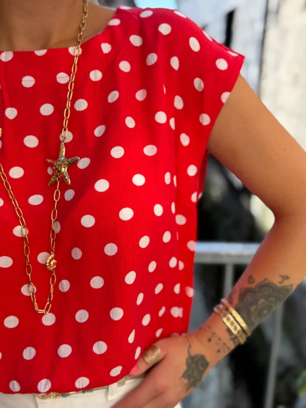 Blouse Sans Manches à Pois - Rose ou Rouge | Dream By C