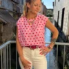 Blouse Sans Manches à Pois - Rose ou Rouge | Dream By C