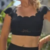 Brassière triple festonnée noire ALBÃ | Dream By C