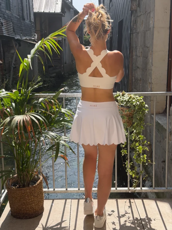 Brassière festonnée dos croisé blanche ALBA | Dream By C