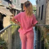 Chemisette Gaze Coton Rayée - Rose Bébé | Dream By C