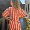 Combishort Oversize Rayé - Corail & Blanc | Dream By C