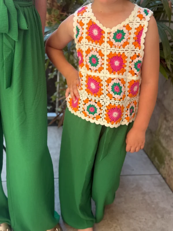 Débardeur crochet rosace enfant multicolore | Dream By C