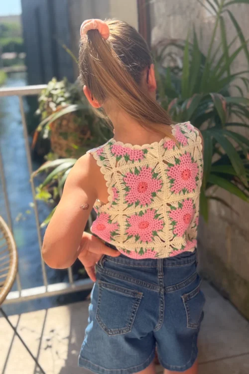 Débardeur crochet fleuri enfant été | Dream By C