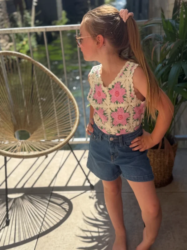 Débardeur crochet fleuri enfant été | Dream By C