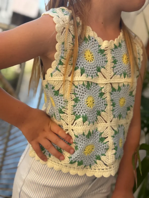 Débardeur crochet fleuri enfant été | Dream By C