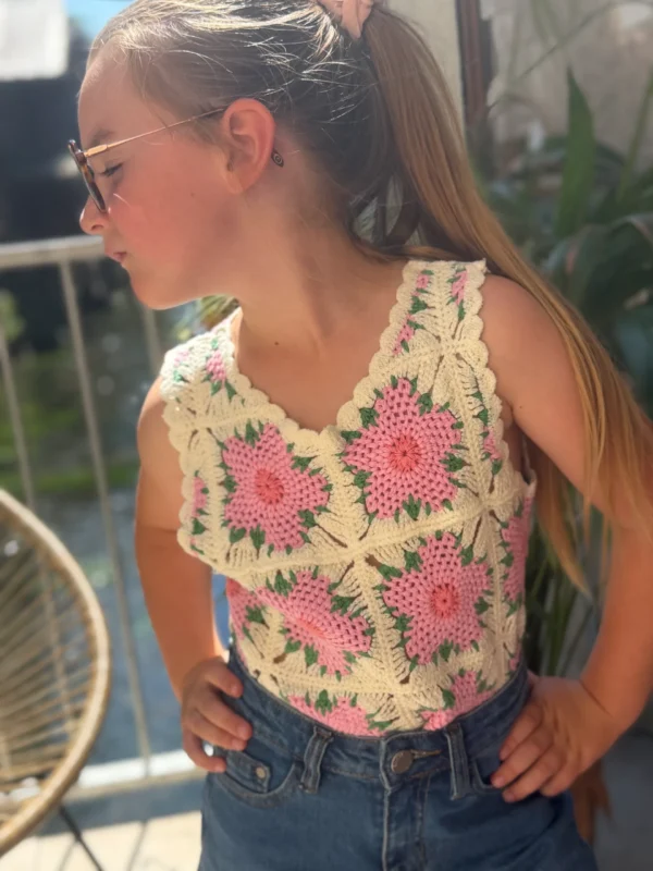 Débardeur crochet fleuri enfant été | Dream By C
