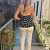 Haut Satiné Dos Nu à Pois - Noir Chic | Dream By C