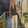 Haut Satiné Dos Nu à Pois - Noir Chic | Dream By C