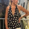 Haut Satiné Dos Nu à Pois - Noir Chic | Dream By C
