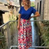 Jupe Longue Fendue Fleurie - Vert/Bleu & Rose | Dream By C