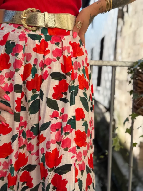 Jupe Longue Fendue Fleurie - Vert/Bleu & Rose | Dream By C