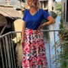 Jupe Longue Fendue Fleurie - Vert/Bleu & Rose | Dream By C