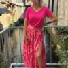 Jupe longue fendue rose rouge femme | Dream By C