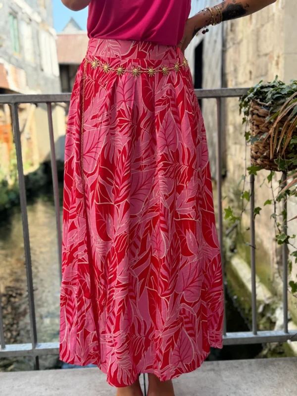 Jupe longue fendue rose rouge femme | Dream By C