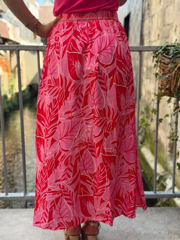 Jupe longue fendue rose rouge femme | Dream By C