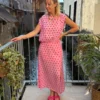 Jupe Rose Pois Rouges Fendue - Longue Doublée | Dream By C