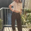 Pantalon fluide marron pois femme | Dream By C