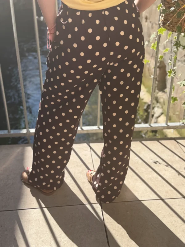 Pantalon fluide marron pois femme | Dream By C