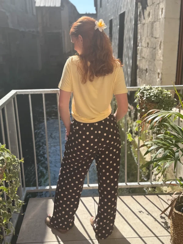 Pantalon fluide marron pois femme | Dream By C
