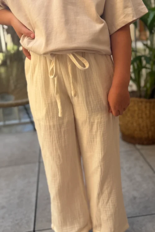 Pantalon gaze coton doublé écru marine enfant | Dream By C