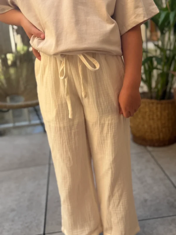 Pantalon gaze coton doublé écru marine enfant | Dream By C