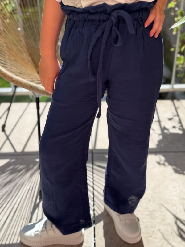 Pantalon gaze coton doublé écru marine enfant | Dream By C