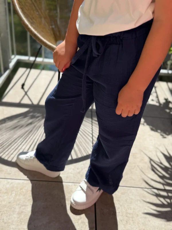 Pantalon gaze coton doublé écru marine enfant | Dream By C