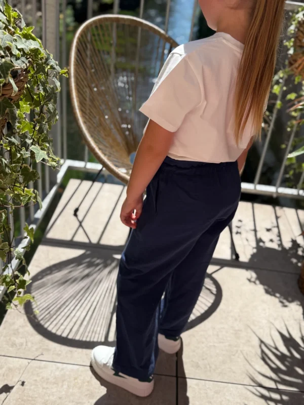 Pantalon gaze coton doublé écru marine enfant | Dream By C